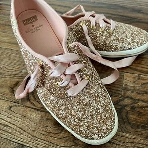 keds x kate spade new york glitter sneakers, Rose Gold